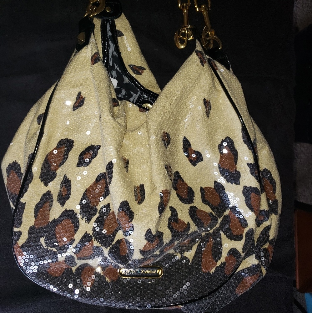 Betsey Johnson sparkle/cheetah print handbag large